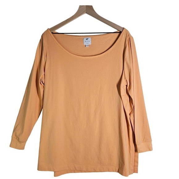 Monica + Andy Organic Long Sleeve Pajama Top L Peach‎ Orange Lounge Tunic Mommy - Picture 1 of 8